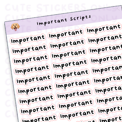 Important Scripts Sticker Sheet (Transparent)