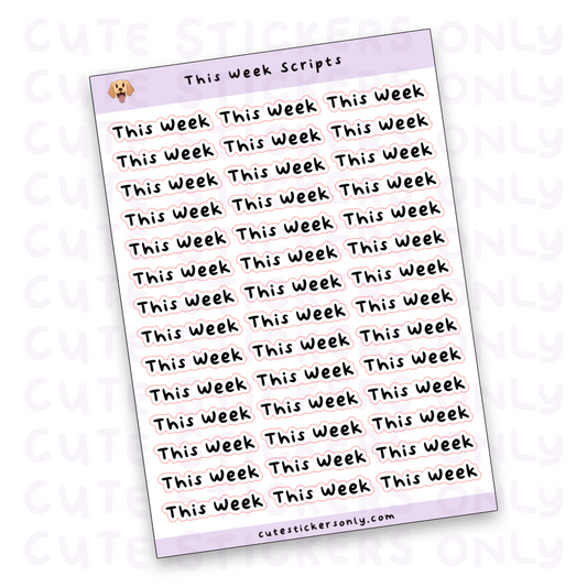 This Week Scripts Sticker Sheet (Transparent)
