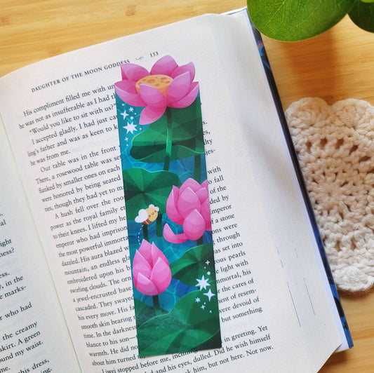 Lotus Pond Handmade Laminated Bookmark