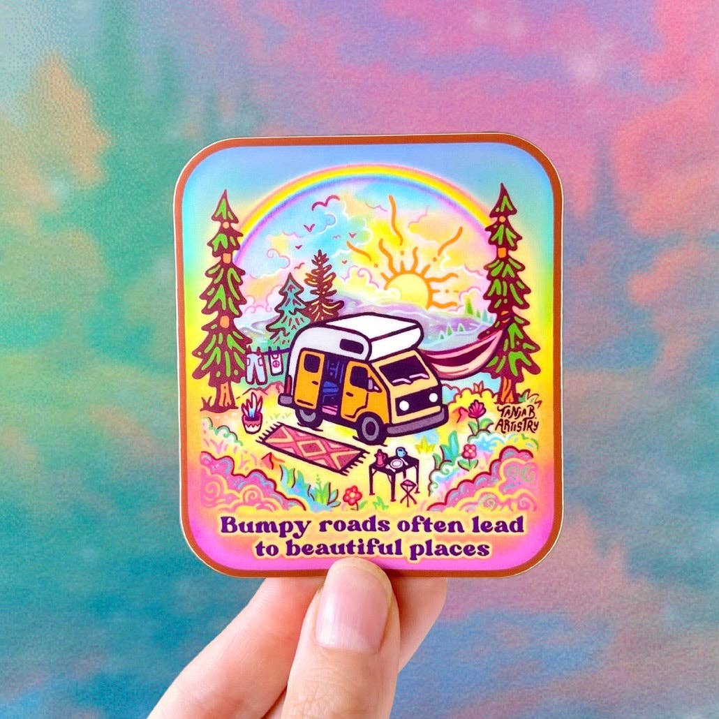 Bumpy Roads - Large Waterproof Sticker – Cute Stickers Only