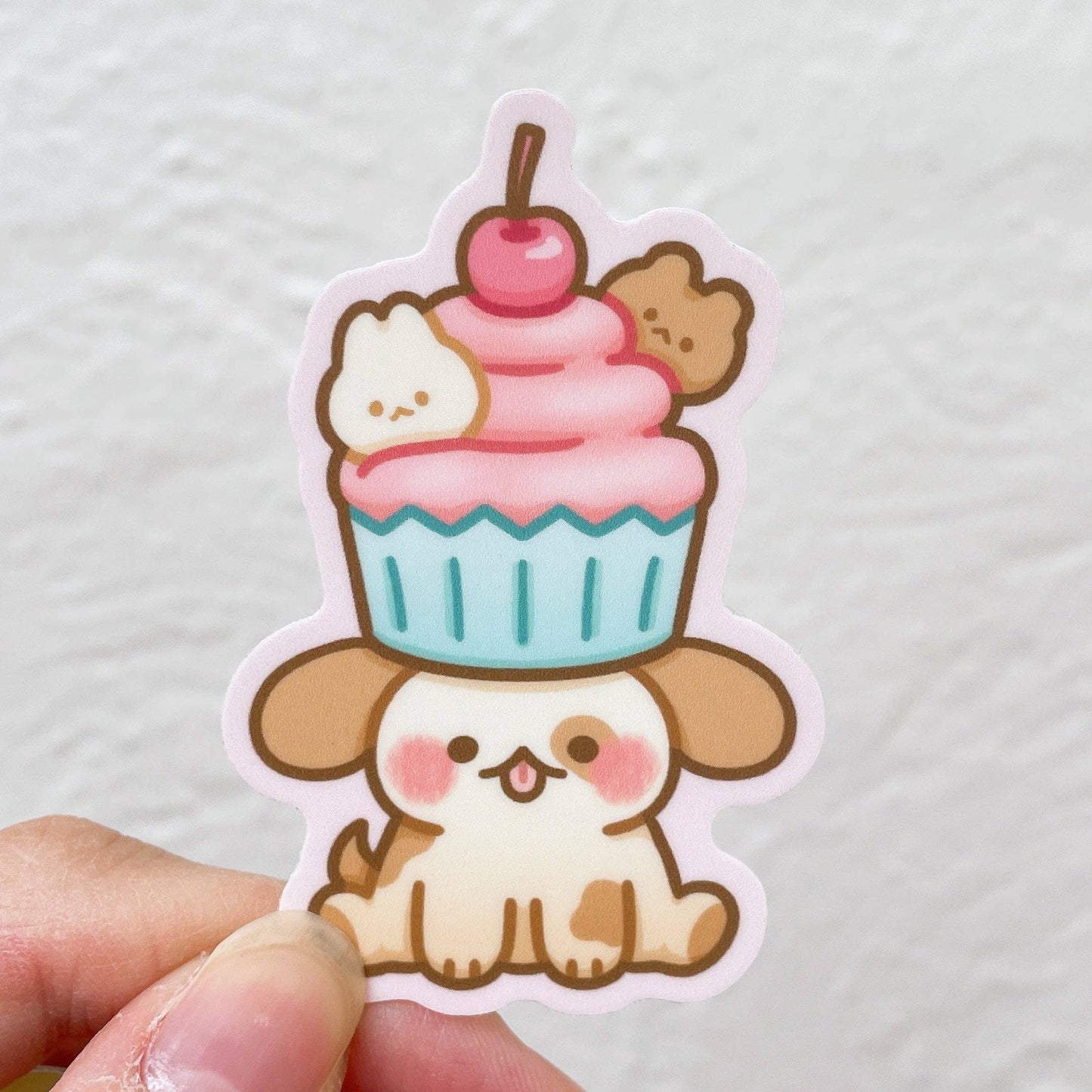 Cupcake Hat Puppy Vinyl Sticker