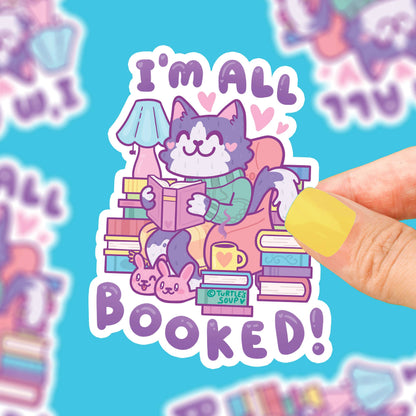 I'm All Booked! Cat Reading Vinyl Sticker